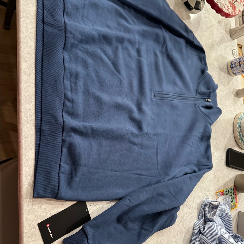 lululemon athletica Men's steady state pullover Sweater in Blue twill